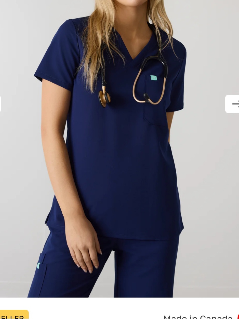 Women’s Garde Malade one pocket scrub top - navy size SMALL